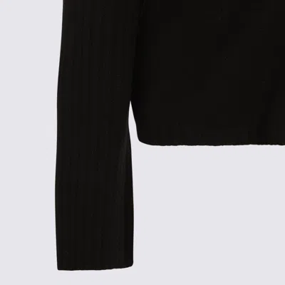 Rick Owens Hooded Crewneck Sweater Ribbed Texture In Black
