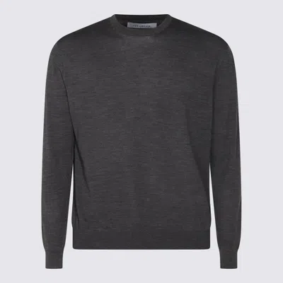 Malo Ribbed Crewneck Sweater With Long Sleeves In Gray