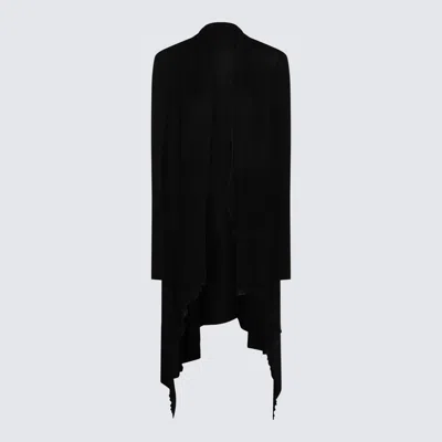 Rick Owens Asymmetric Drape Coat In Black