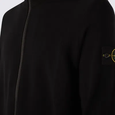 Stone Island High Collar Ribbed Cuffs Side Pockets Sweatshirt In Black
