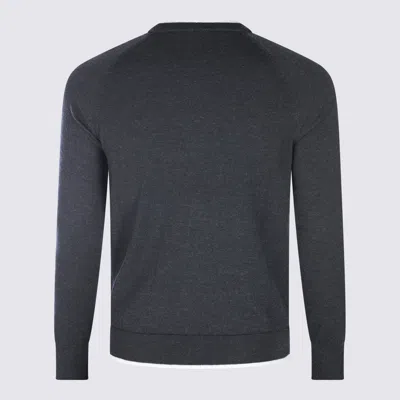 Eleventy Ribbed Crewneck Sweater Contrast Trim In Gray