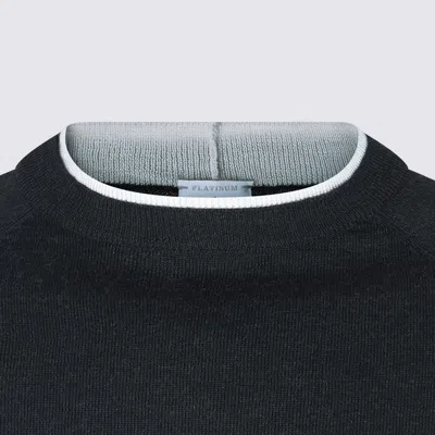 Eleventy Ribbed Crewneck Sweater Contrast Trim In Gray