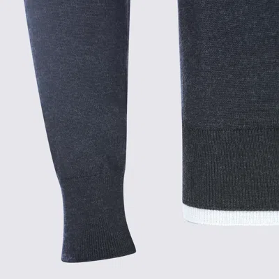 Eleventy Ribbed Crewneck Sweater Contrast Trim In Gray