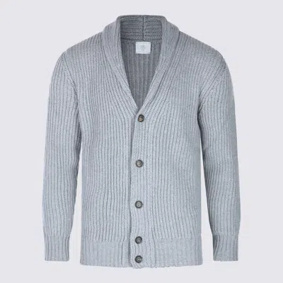 Eleventy Ribbed Texture Shawl Collar Long Sleeves In Blue