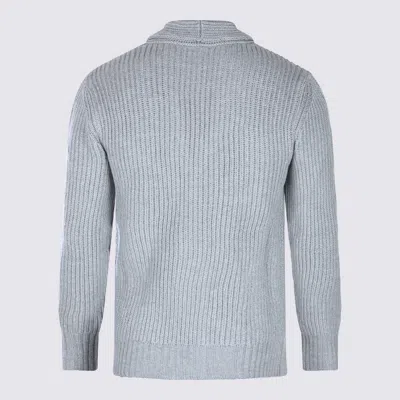 Eleventy Ribbed Texture Shawl Collar Long Sleeves In Blue