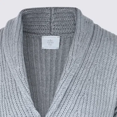 Eleventy Ribbed Texture Shawl Collar Long Sleeves In Blue