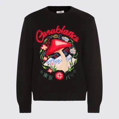 Casablanca Mushroom Embroidered Cotton Blend Sweater In Multi