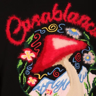 Casablanca Mushroom Embroidered Cotton Blend Sweater In Multi
