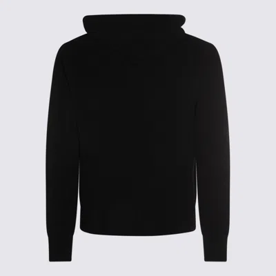 Lardini Crewneck Hooded Sweater Side Pockets In Black