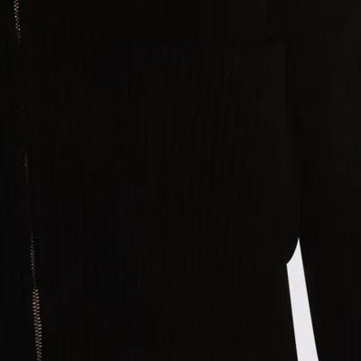 Lardini Crewneck Hooded Sweater Side Pockets In Black