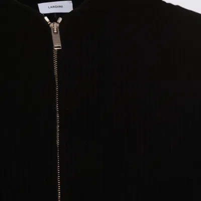 Lardini Crewneck Hooded Sweater Side Pockets In Black