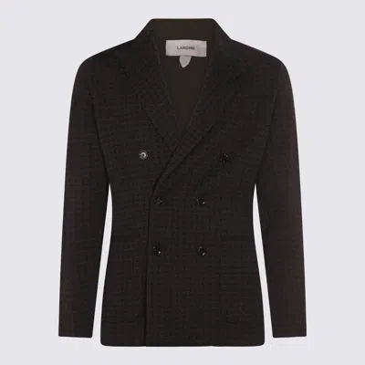 Lardini Tailored Houndstooth Suit Button Detailing In Black