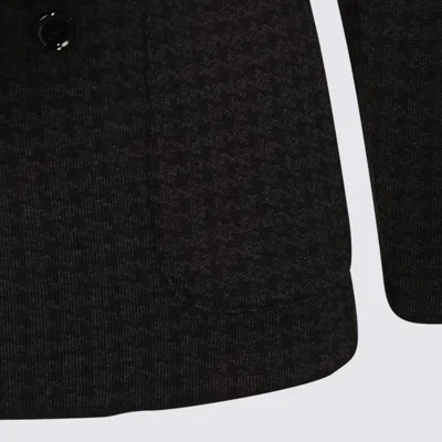 Lardini Tailored Houndstooth Suit Button Detailing In Black