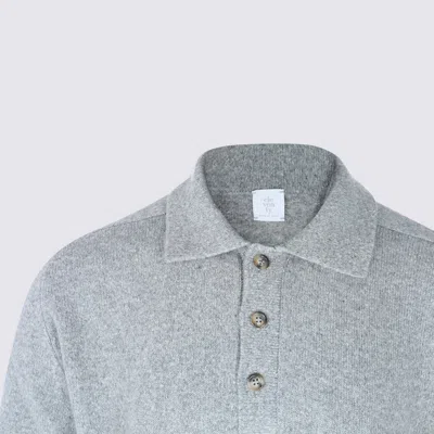 Eleventy Ribbed Crewneck Sweater With Cuffs And Hem In Gray