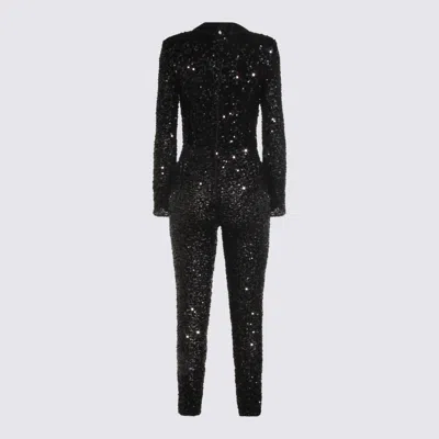Elisabetta Franchi Sequin Trousers V-neck Embellished Detail In Black