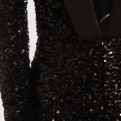 Elisabetta Franchi Sequin Trousers V-neck Embellished Detail In Black