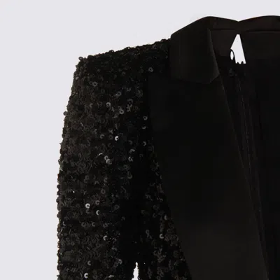 Elisabetta Franchi Sequin Trousers V-neck Embellished Detail In Black