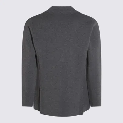 Lardini Lapel Pin Front Pockets Crewneck Jacket In Gray
