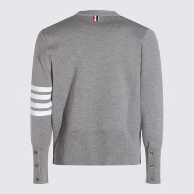 Thom Browne Crewneck Sweater With Striped Sleeve Detail In Gray