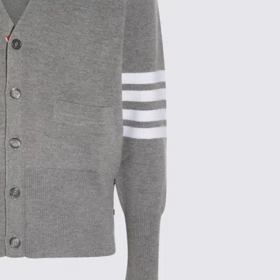 Thom Browne Crewneck Sweater With Striped Sleeve Detail In Gray