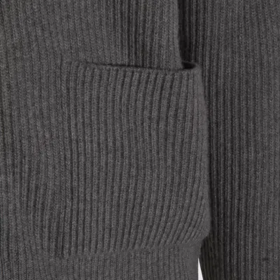 Lardini Hooded Ribbed Crewneck Front Pockets In Gray