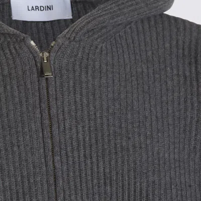 Lardini Hooded Ribbed Crewneck Front Pockets In Gray