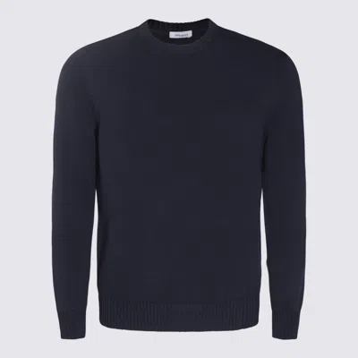 Malo Ribbed Crewneck Sweater With Long Sleeves In Blue