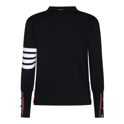 Thom Browne Navy Merino Wool 4-bar Milano Stitch Cardigan In Blue