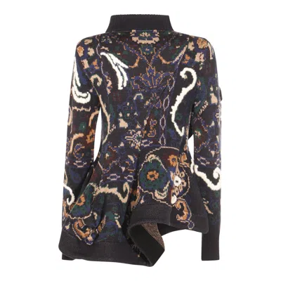 Sacai Floral Jacquard Knit Blouson In Green