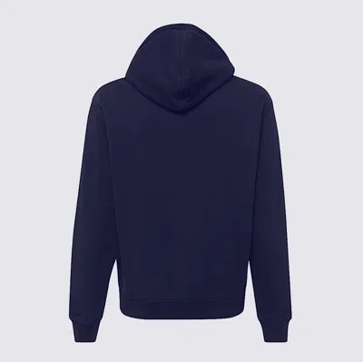 Ami Alexandre Mattiussi Ami Navy Blue Cotton Jersey Hoodie With Signature Monogram In Blue
