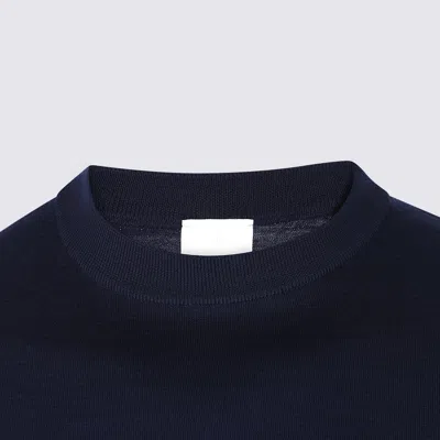 Eleventy Timeless Crewneck Sweater With Ribbed Details In Blue