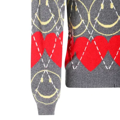 Moschino Ribbed Crewneck Sweater Graphic Pattern In Red