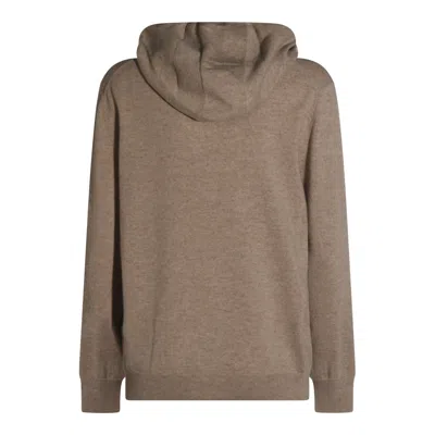 Malo Hooded Crewneck With Ribbed Cuffs In Brown