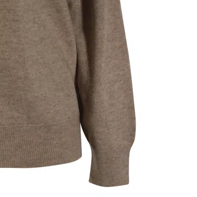 Malo Hooded Crewneck With Ribbed Cuffs In Brown