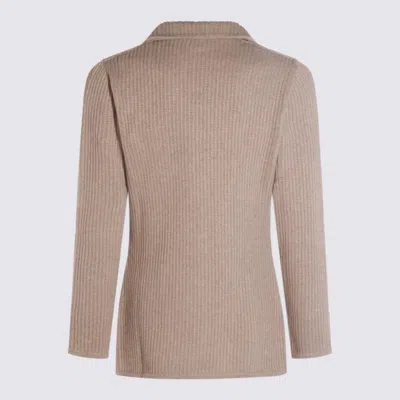 Lardini Crewneck Sweater With Front Pockets And Lapel Collar