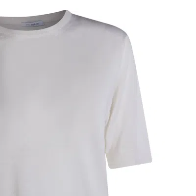 Malo Knit Crewneck Short Sleeve Plain In White