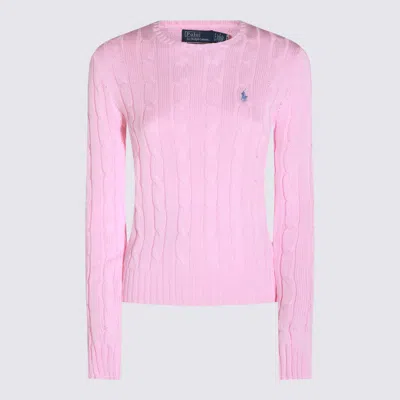 Polo Ralph Lauren Cable-knit Cotton Crewneck Sweater In Pink
