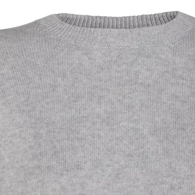 Brunello Cucinelli Soft Texture Crewneck Knitwear With Ribbed Finish In Gray