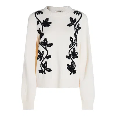 Jil Sander Embroidered Wool Jumper In White
