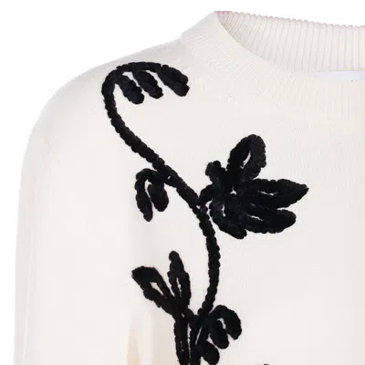 Jil Sander Embroidered Wool Jumper In White