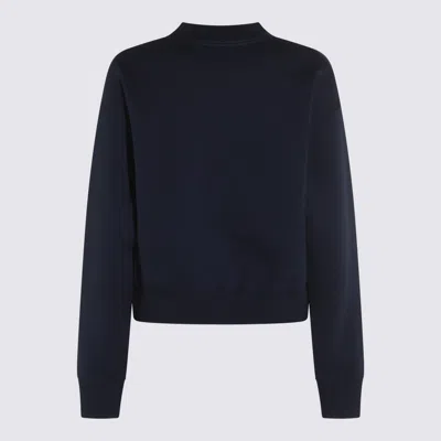 Chloé Mockneck Cotton Sweatshirt With Logo In Blue