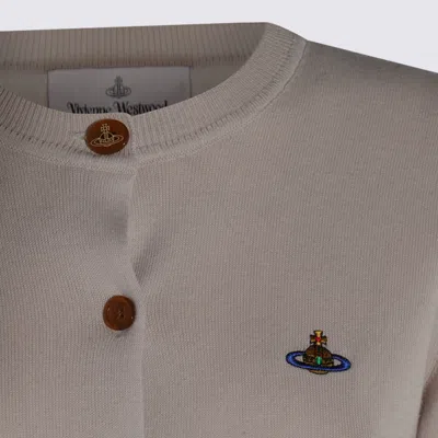 Vivienne Westwood Button-down Cardigan With Round Neckline And Embroidered Emblem In White