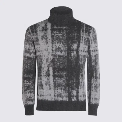 Piacenza Cashmere Roll-neck Abstract-motif Sweater In Gray