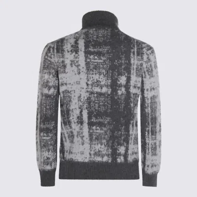 Piacenza Cashmere Roll-neck Abstract-motif Sweater In Gray