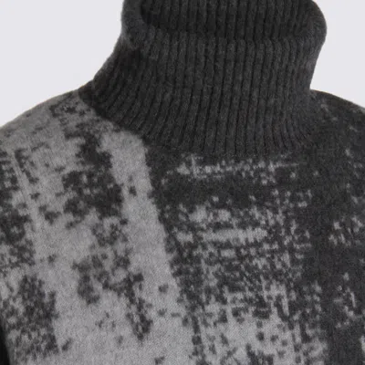 Piacenza Cashmere Roll-neck Abstract-motif Sweater In Gray