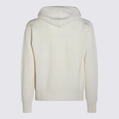 Lardini Crewneck Sweater With Front Pockets And Hood In Neutral