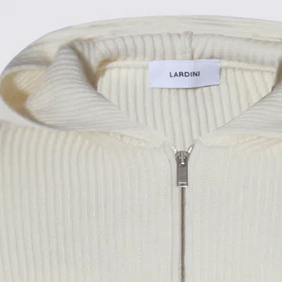 Lardini Crewneck Sweater With Front Pockets And Hood In Neutral