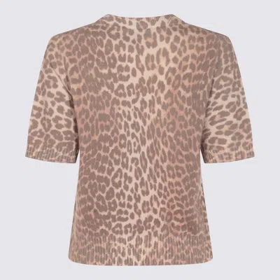 Ganni Leopard Print Short Sleeve Sweater