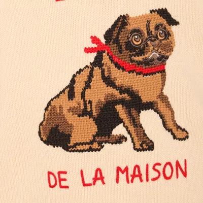 Valentino Garavani Butter-coloured Sweater With Le Chien De La Maison In Neutral