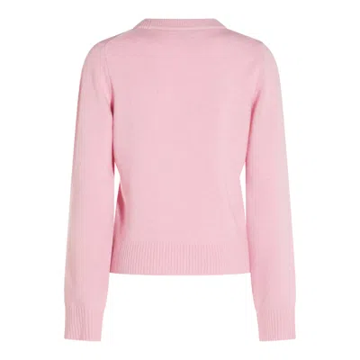 Ganni Wool Sweater With Poodle In Pink